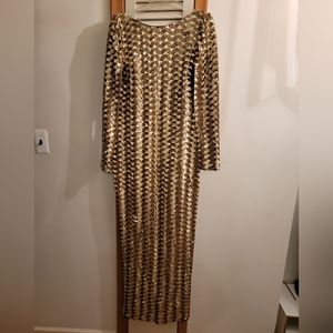 Vintage Badgley Mischka Gown Long Sleeve Gold Modest Bride 12